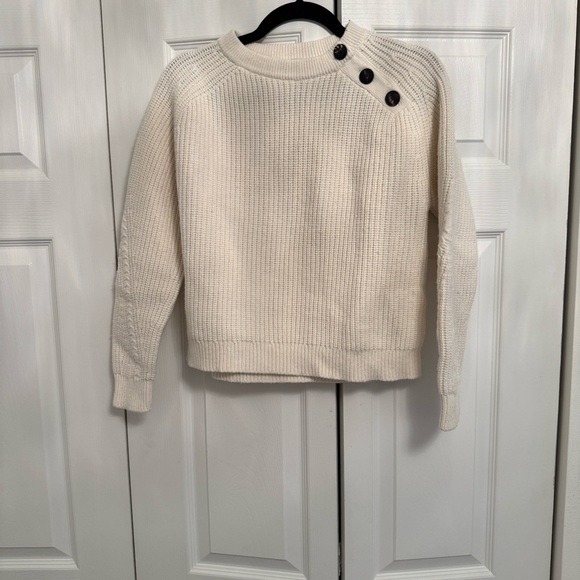 Sezane Cream Knit Sweater with Button Accents - Picture 2 of 5